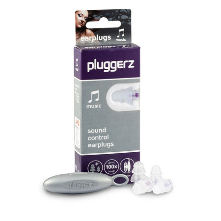 Pluggerx Music korvatulppa -pakkaus sisältää kahdet erikokoiset tulpat, S/M ja M/L, sekä säilytyskotelon tulpille.