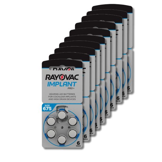 Rayovac Rayovac implanttikojeparisto 675, pakkaus sisältää 60 kpl erityisesti sisäkorvaistutteille tarkoitettuja paristoja.