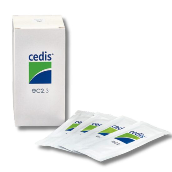 Cedis puhdistuspyyhe -pakkaus sisältää 25 kappaletta yksittäin pakattuja, kosteita, desinfektoivia puhdistuspyyhkeitä kuulokojeen ja korvakappaleen puhdistukseen.
